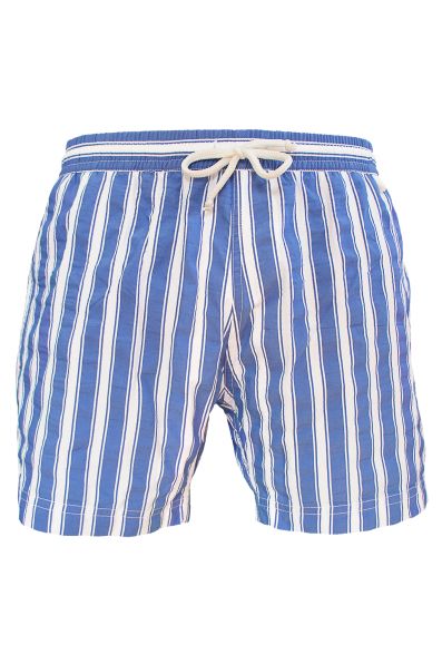 Montauk - Classico larges rayures | Maillot Short de bain homme bleu et blanc