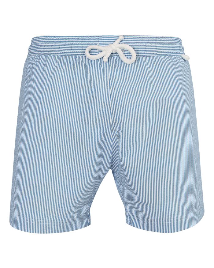 jim 782 - Medium stripes | Maillot Short de bain homme bleu ciel et blanc